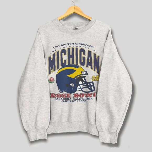 Vintage 90s University Of Michigan Big Ten Champions Rose Bowl Sweatshirt - Picture 1 of 2